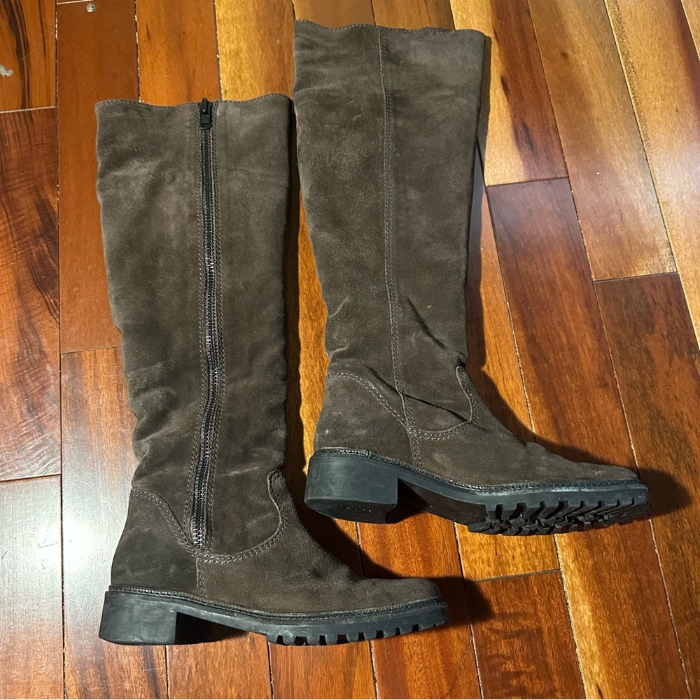 7 For All Mankind Brown Suede Knee-High Boots. Size 7.5
